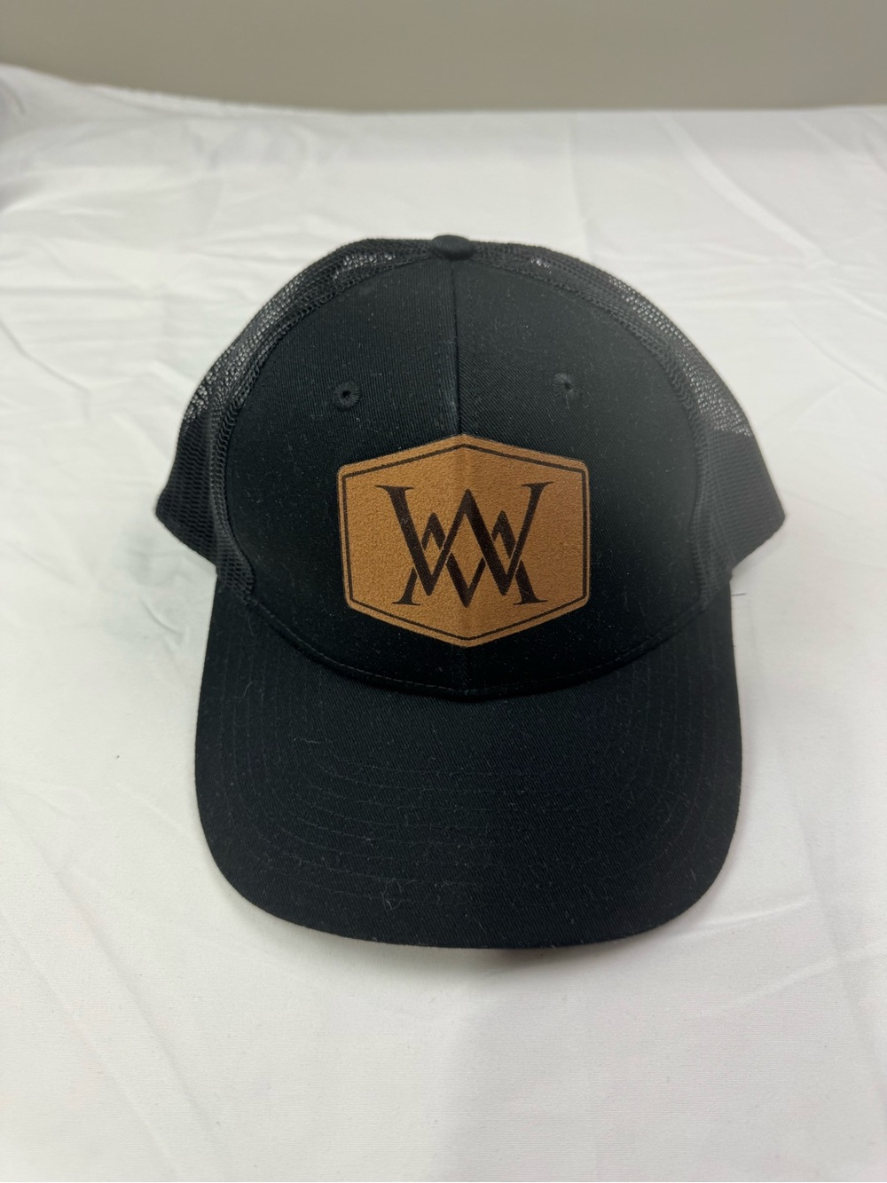 Port Authority Black Trucker Cap with Brown Patch